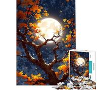 Adult Jigsaw Puzzles1000 Pieces Autumn Tree Under Moonlight Help The Brain Exercise Precision Cutting Family Game for And 14 Years And over (50x75cm)