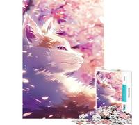 Adult Jigsaw Puzzles1000 Pieces Baby Kitsune Fox Blossom Relax Games for Educational Game Challenge Toy Gifts Birthday Precision Cutting (Size 75x50cm)