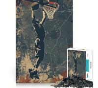 Adult Jigsaw Puzzles1000 Pieces Basketball Dunk Sport Art Tight Cut Fun Brain Game Gift Relax Fun Time Christmas Wall Art (50x75cm)