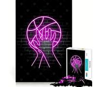 Adult Jigsaw Puzzles1000 Pieces Basketball Neon Sport Tight Cut Fun Brain Game Gift Relax Fun Time Christmas Wall Art (38x52cm)