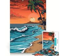 Adult Jigsaw Puzzles1000 Pieces Beach Palm Trees Clean Cut Piece Logic Fun Toy Free Time Game Xmas Decor Gift (50x75cm)