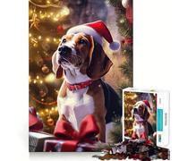 Adult Jigsaw Puzzles1000 Pieces Beagle Christmas Exact Cut Art Smart Brain Toy Relax Time Game Xmas Decor Gift (38x26cm)