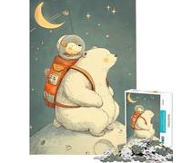 Adult Jigsaw Puzzles1000 Pieces Bear And Dog Astronauts on Moon 1000 Piece Jigsaws Home Decoration Toys Birthday Present Birthday And Unique Gifts (38x52cm)
