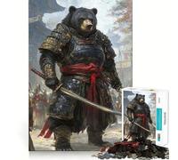 Adult Jigsaw Puzzles1000 Pieces Bear Samurai Warrior Tight Cut Fun Brain Game Gift Relax Fun Time Christmas Wall Art (38x52cm)