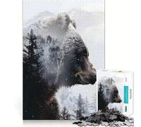 Adult Jigsaw Puzzles1000 Pieces Bear Winter Guardian Exact Cut Art Smart Brain Toy Relax Time Game Xmas Decor Gift (50x75cm)