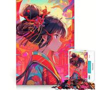 Adult Jigsaw Puzzles1000 Pieces Beautiful Geisha Anime Tight Cut Fun Brain Game Gift Relax Fun Time Christmas Wall Art (38x52cm)