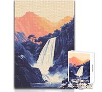 Adult Jigsaw Puzzles1000 Pieces Beautiful Hawaiian Waterfall Zen Nature Minimalist Illustration Art Unique Challenge Game But Fun And Humorous Birthday Gifts Size 38x26cm