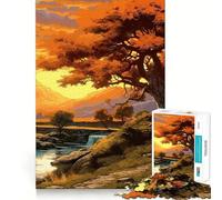 Adult Jigsaw Puzzles1000 Pieces Beautiful Tree Sunset Exact Cut Art Smart Brain Toy Relax Time Game Xmas Decor Gift (38x26cm)