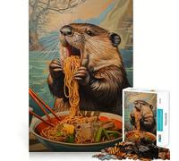 Adult Jigsaw Puzzles1000 Pieces Beaver Noodle Feast- Clean Cut Piece Logic Fun Toy Free Time Game Xmas Decor Gift (50x75cm)