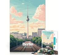 Adult Jigsaw Puzzles1000 Pieces Berlin Germany Cityscape Illustration Exact Cut Art Smart Brain Toy Relax Time Game Xmas Decor Gift (38x52cm)