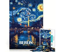 Adult Jigsaw Puzzles1000 Pieces Berlin Germany Starry Night Art Exact Cut Art Smart Brain Toy Relax Time Game Xmas Decor Gift (38x26cm)