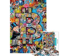 Adult Jigsaw Puzzles1000 Pieces Bitcoin Graffiti Art Relaxing Games Brain Intelligence Challenge Addictive Toys Great Gifts for The Whole Family (size 75x50cm)