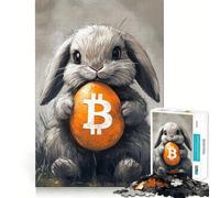 Adult Jigsaw Puzzles1000 Pieces Bitcoin Rabbit Hole Easter Bunny Tight Cut Fun Brain Game Gift Relax Fun Time Christmas Wall Art (38x26cm)