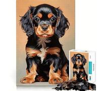 Adult Jigsaw Puzzles1000 Pieces Black And Tan Cavalier King Charles Spaniel Puppy Tight Cut Fun Brain Game Gift Relax Fun Time Christmas Wall Art (50x75cm)