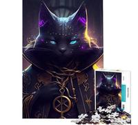 Adult Jigsaw Puzzles1000 Pieces Black Cat Magic Brain Teaser Game Brain Intelligence Challenge Addictive Toys Great Gifts A Work of Art (Size 50x75cm)
