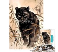 Adult Jigsaw Puzzles1000 Pieces Black Panther Animal Asian Relax Games for Educational Game Challenge Toy Gifts Birthday Precision Cutting (Size 75x50cm)