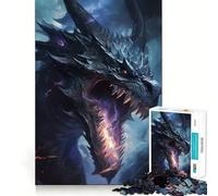 Adult Jigsaw Puzzles1000 Pieces Blue Dragon Purple Fire Fine Cut Art, Problem Solve Fun, Cozy Time Play, Christmas Wall Art (38x26cm)