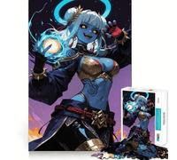 Adult Jigsaw Puzzles1000 Pieces Blue-skinned Sorceress with Magical Orb Fine Cut Art, Problem Solve Fun, Cozy Time Play, Christmas Wall Art (50x75cm)