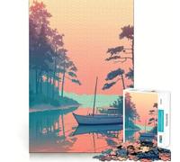 Adult Jigsaw Puzzles1000 Pieces Boat on The River Fine Cut Art, Problem Solve Fun, Cozy Time Play, Christmas Wall Art (38x52cm)