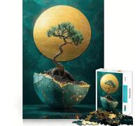 Adult Jigsaw Puzzles1000 Pieces Bonsai Tree in Cracked Sphere Fine Cut Art, Problem Solve Fun, Cozy Time Play, Christmas Wall Art (38x52cm)