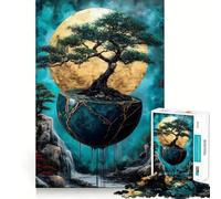 Adult Jigsaw Puzzles1000 Pieces Bonsai Tree on Floating Sphere Fine Cut Art, Problem Solve Fun, Cozy Time Play, Christmas Wall Art (38x52cm)