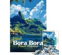 Adult Jigsaw Puzzles1000 Pieces Bora Bora Island Landscape Educational Challenge Perfect Decoration Family Games Suitable for Ages 14 And Up (38x26cm)
