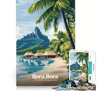 Adult Jigsaw Puzzles1000 Pieces Bora Bora Tropical Paradise Fine Cut Art, Problem Solve Fun, Cozy Time Play, Christmas Wall Art (38x26cm)