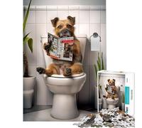 Adult Jigsaw Puzzles1000 Pieces Border Terrier on Toilet Brain Teaser Game Brain Intelligence Challenge Addictive Toys Great Gifts A Work of Art (Size 50x75cm)