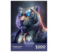 Adult Jigsaw Puzzles1000 Pieces Boss Tiger In Suit Puzzle for Adults Toy Wall Decor Enhance Memory Christmas Birthday Gifts 52x38cm/1000pcs