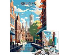 Adult Jigsaw Puzzles1000 Pieces Bruges Belgium Relaxing Games Brain Intelligence Challenge Addictive Toys Great Gifts for The Whole Family (size 75x50cm)
