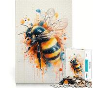 Adult Jigsaw Puzzles1000 Pieces Bumblebee Watercolor Art Premium Cut Fun Logic Fun Toy Easy Time Play Christmas Wall Art (38x26cm)