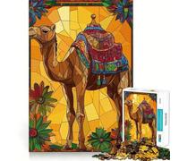 Adult Jigsaw Puzzles1000 Pieces Camel Stained Glass Art Premium Cut Fun Logic Fun Toy Easy Time Play Christmas Wall Art (38x52cm)