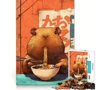 Adult Jigsaw Puzzles1000 Pieces Capybara Ramen Noodles Premium Cut Fun Logic Fun Toy Easy Time Play Christmas Wall Art (38x52cm)