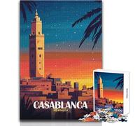 Adult Jigsaw Puzzles1000 Pieces Casablanca Morocco Travel Poster Toys Educational Games Pattern Assembly Art Work Gift Size 38x26cm