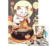 Adult Jigsaw Puzzles1000 Pieces Cat Chef Ramen Help The Brain Exercise Presents for Women Family Games Suitable for Ages 14 And Up (50X75CM)