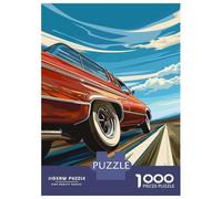 Adult Jigsaw Puzzles1000 Pieces Classic Car on The Road Jigsaw Puzzle Relaxing Games Perfect Decoration Unique Birthday And Xmas Gifts 38x26cm/1000pcs