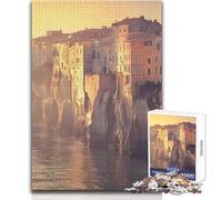Adult Jigsaw Puzzles1000 Pieces Coastal Town at Sunset Learning Educational for Educational Game Great Gift for Games (size 50x75cm)