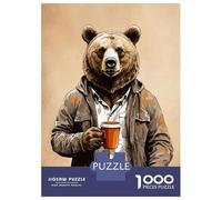 Adult Jigsaw Puzzles1000 Pieces Coffee Bear Jigsaw for Adults Family Games Staycation Kill Time Challenging Game Gifts 38x26cm/1000pcs