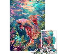 Adult Jigsaw Puzzles1000 Pieces Colorful Betta Fish Help The Brain Exercise Precision Cutting Family Game for And 14 Years And over (38x26cm)