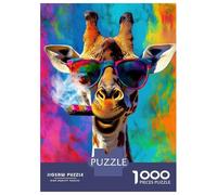 Adult Jigsaw Puzzles1000 Pieces Cool Giraffe with Cigar Jigsaws for Adults Anti-Stress Toys A Work of Art Fun Activities at Home 38x26cm/1000pcs