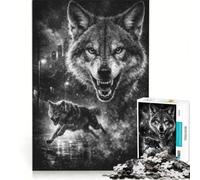 Adult Jigsaw Puzzles1000 Pieces Coyote Urban Street Wild Night, Family Game, Difficult And Challenge, Unique Gifts for Birthday And Christmas 38x26cm