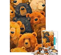 Adult Jigsaw Puzzles1000 Pieces Cute Bear Faces Help The Brain Exercise Precision Cutting Family Game for And 14 Years And over (38x26cm)