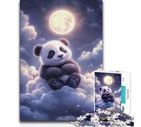 Adult Jigsaw Puzzles1000 Pieces Cute Panda in Clouds Birthday Present Brain Teaser Game for Ages 14 And over (size 38x26cm)