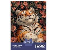 Adult Jigsaw Puzzles1000 Pieces Cute Tiger Sleeping Sakura Puzzle for Adults Toy Wall Decor Enhance Memory Christmas Birthday Gifts 52x38cm/1000pcs