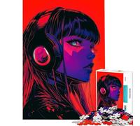 Adult Jigsaw Puzzles1000 Pieces Cyberpunk Girl with Headphones Educational Challenge Difficult Challenge Toy Wall Decor for And from 14 Years And over (38x52cm)