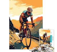 Adult Jigsaw Puzzles1000 Pieces Cyclist Ride on A Mountain Educational Challenge Difficult Challenge Fun Games for Ages 14 And over (50X75CM)