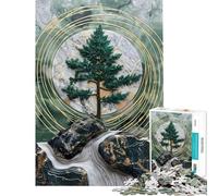Adult Jigsaw Puzzles1000 Pieces D Green Tree And Marble Moon Puzzles for Adults Fun Games Perfect Decoration Christmas Birthday Gifts (Size 38x52cm)