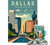 Adult Jigsaw Puzzles1000 Pieces Dallas Texas United States for Educational Game Challenge Toy Hands-on Game For Family Fun Funny Gifts (Size 38x52cm)