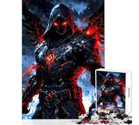 Adult Jigsaw Puzzles1000 Pieces Dark Angel Warrior with Fiery Wings Toy Wall Decor Funny Gift Educational Game Suitable for Desktop Decoration size 38x26cm