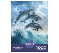 Adult Jigsaw Puzzles1000 Pieces Dolphins Leaping Wave Jigsaws for Adults Family Game Precision Cutting Fun at Home Activities, 70x50cm/1000pcs